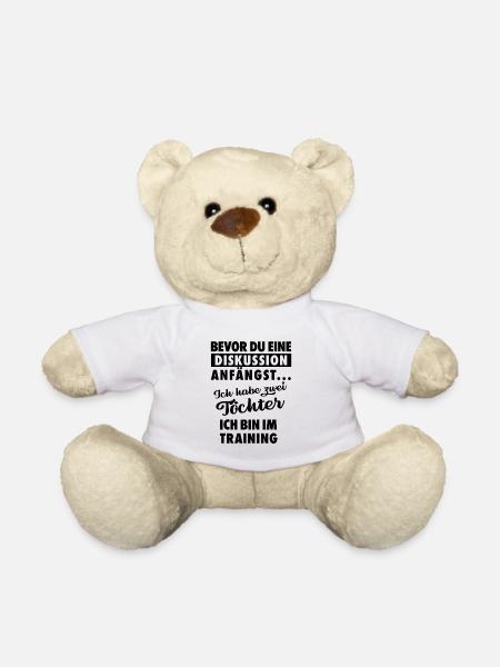 Ich habe zwei Töchter - Vater Geschenk - Teddy - Weiß