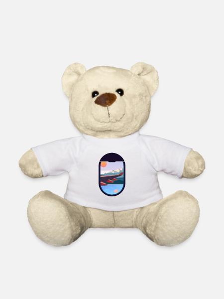 Fernweh Reisen Flugzeug Fenster Landschaft Natur - Teddy - Weiß