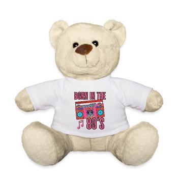 Geboren in den 80er Jahren Old School 80er 90er Jahre Retro Boombox - Teddy - Weiß - Vorne