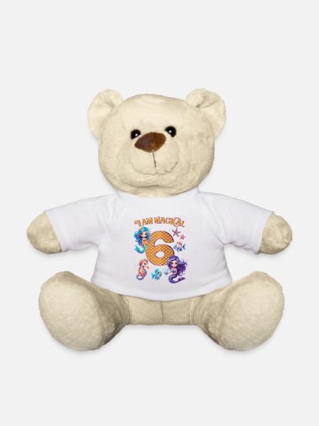 Mermaid Birthday 6 years - Teddy Bear - white