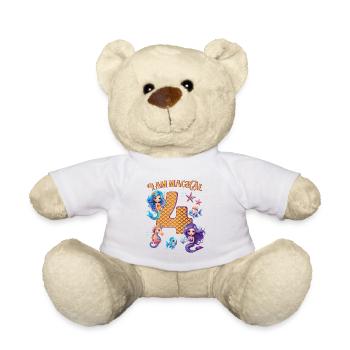 Mermaid Anniversaire 4 ans - Nounours - blanc - Devant
