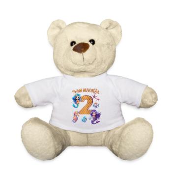 Anniversaire de la sirène 2 ans - Nounours - blanc - Devant