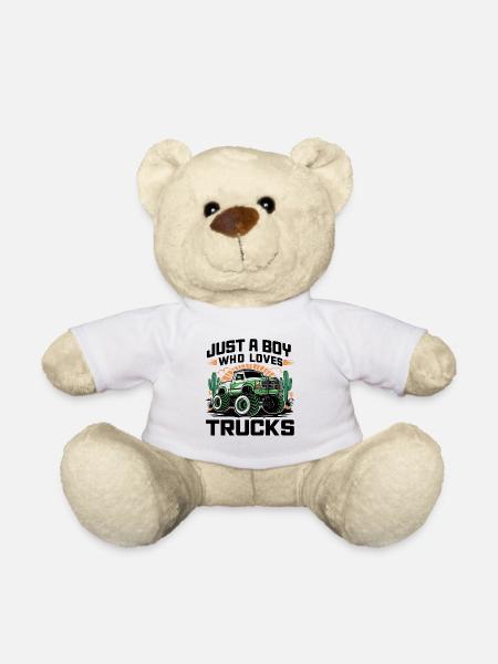 Just a boy who loves Trucks Cars - Teddy - Weiß