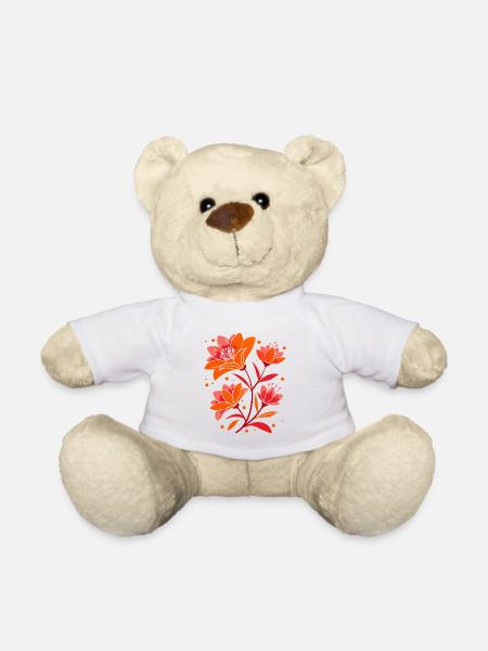 Schöne rote Blumen mit Blätter Frühling - Teddy - Weiß