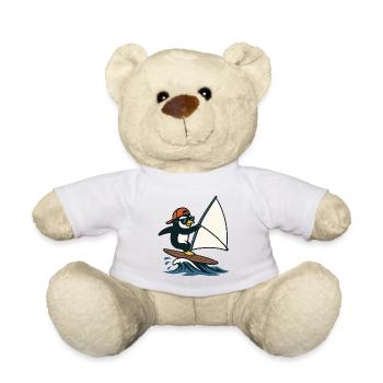 Cooler Pinguin Windsurfen Sommer Wassersport  - Teddy - Weiß - Vorne