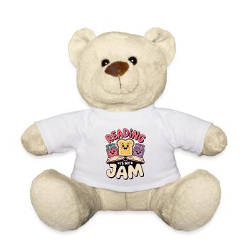 Reading is my jam Funny book motif - Teddy Bear - white - Front