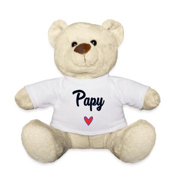 PAPY. FÊTE DES PÈRES. BONNE FÊTE PAPY. JE T'AIME. - Nounours - blanc - Devant