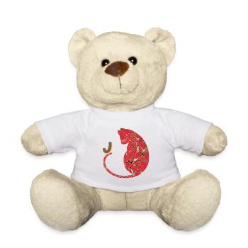 letter j with cat e 245 - Teddy Bear - white - Front