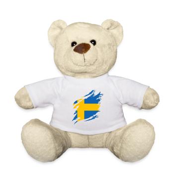 Suède Drapeau Scandinavie Drapeau suédois - Nounours - blanc - Devant