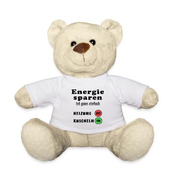 Energie sparen Heizung Kuscheln Öl Gas Kosten - Teddy - Weiß - Vorne