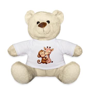 Câlin Singe Et Girafe Amoureux - Nounours - blanc - Devant