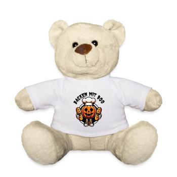 Halloweenkürbis mit Bäckermütze und Broten - Teddy - Weiß - Vorne