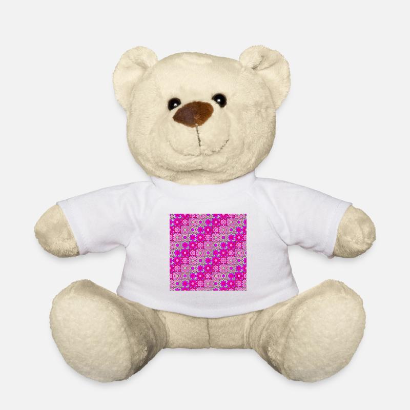 Motif d’étoile rose et gris interconnecté - Nounours - blanc
