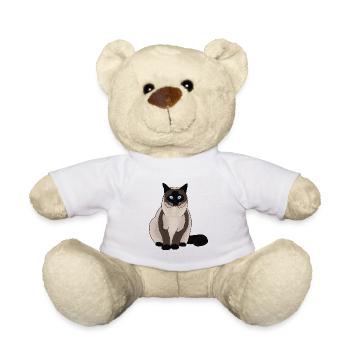 Dicke Siamkatze zum beschriften sucht Dosenöffner - Teddy - Weiß - Vorne