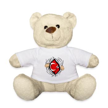 Türkei Flagge Used Look Türkische Fahne Vintage - Teddy - Weiß - Vorne