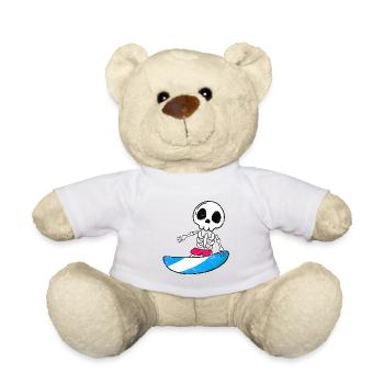 SKELETON SKULL SURFER SURF SURFING SURF MOTIF - Nounours - blanc - Devant