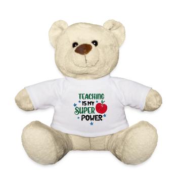 SUPER TEACHER POWER TEACHER POWER SAYINGS MOTIF - Teddy Bear - white - Front
