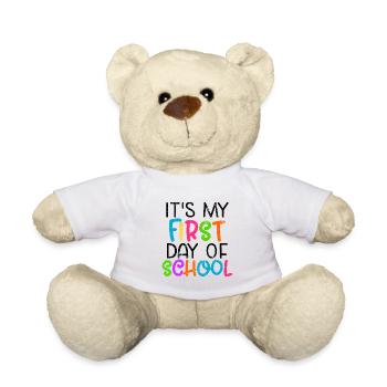 MON PREMIER JOUR D’ÉCOLE SCOLAIRE MOTIVATIONS ABC - Nounours - blanc - Devant