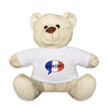 Hello my friends! - French - Teddy Bear - white - Front