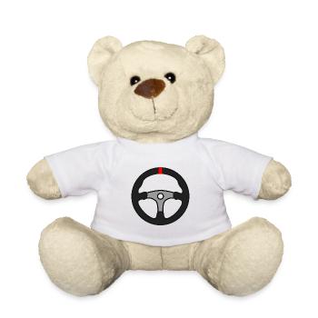 Lenkrad Rennwagen mit Rot - Teddy - Weiß - Vorne
