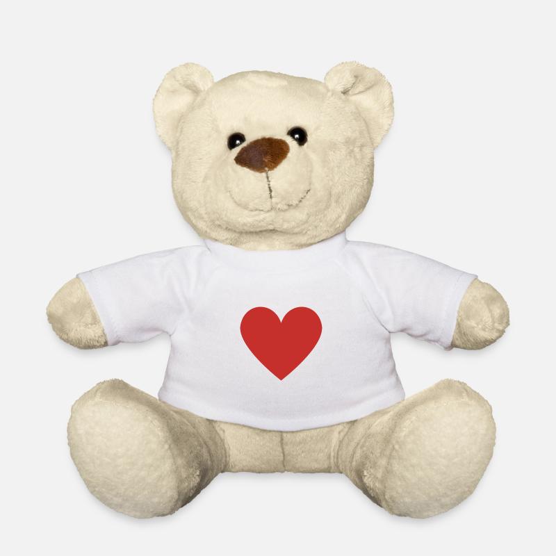 Rotes Herz - Teddy - Weiß