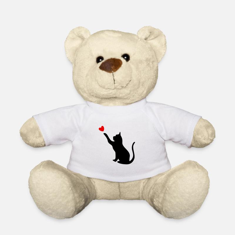 Katze mit Herz - Teddy - Weiß