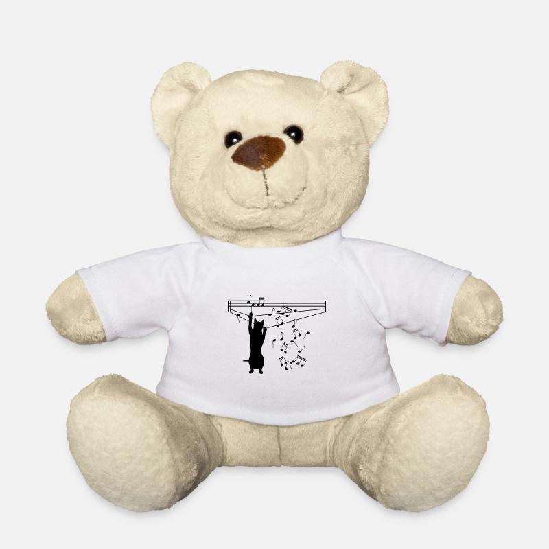 Le chat joue avec des notes - Nounours - blanc