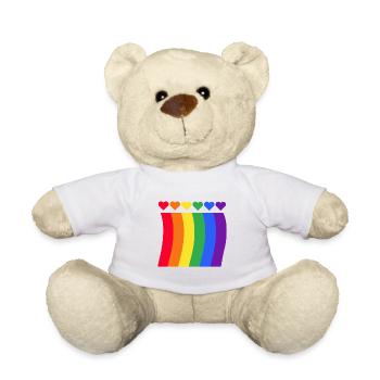 Gay Pride rainbow color LGBT - Teddy Bear - white - Front