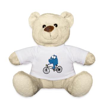 Monster mit Fahrrad - Teddy - Weiß - Vorne