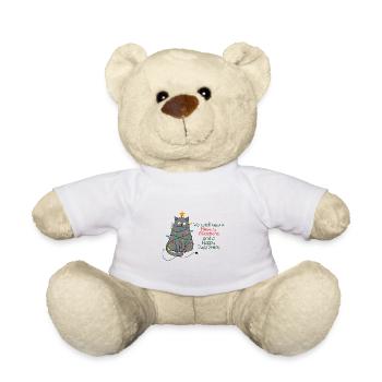 We wish you a meewy christmas and a happy purr yea - Teddy Bear - white - Front