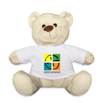 Cool logo design for geocachers for geocaching - Teddy Bear - white - Front