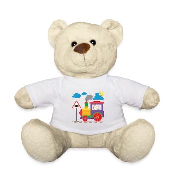 Small colorful locomotive | small train driver - Teddy Bear - white - Front
