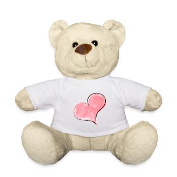 Heart Watercolor Pink - Teddy Bear - white - Front