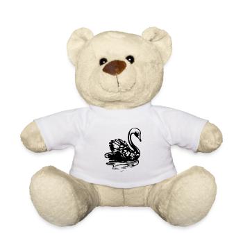 Eleganter Vintage Schwan auf dem Wasser - Teddy - Weiß - Vorne
