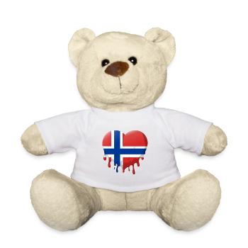 Drapeau de la Norvège Scandinavie Drapeau norvégien - Nounours - blanc - Devant