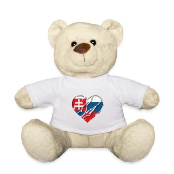 Drapeau de la Slovaquie Coeur Drapeau slovaque - Nounours - blanc - Devant