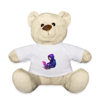 Cute Cyber Ninja Sitting Cartoonish BFF Design - Teddy - Weiß - Vorne