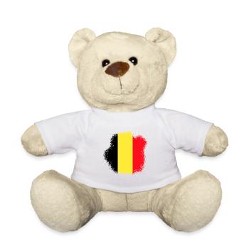Belgien Flagge Vintage Belgische Fahne Used Look - Teddy - Weiß - Vorne
