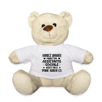 Assistante Sociale Humour Métier Idée Cadeau Femme - Nounours - blanc - Devant