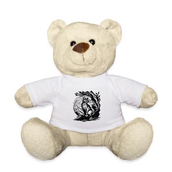 Pretty little nature cat in tattoo style - Teddy Bear - white - Front