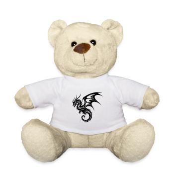 Chinese Flying Dragon in Tattoo Style - Teddy Bear - white - Front