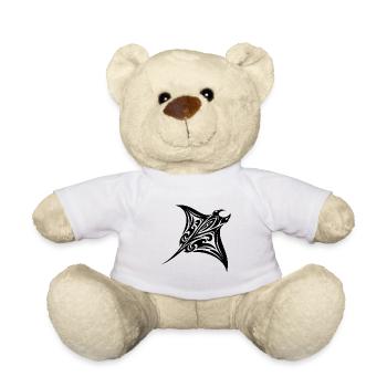 Tribal Manta Ray Style Diver Fan Tattoo - Teddy Bear - white - Front