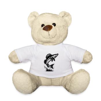 Big Jumping Zander Fish - Teddy Bear - white - Front