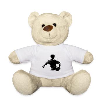 Baseball Spieler mit Ball und Baseballhandschuh - Teddy - Weiß - Vorne