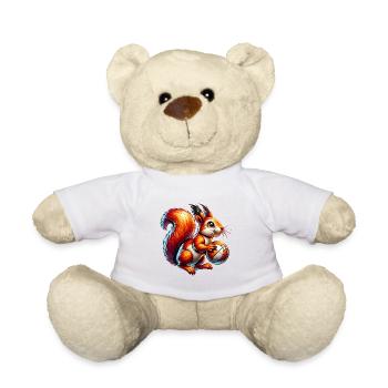Handball, Sports, Squirrel, Nuts, Animal Lover - Teddy Bear - white - Front