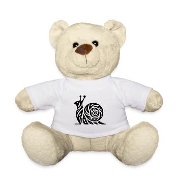 Neugierige Schnecke mit Haus im Tattoo Style - Teddy - Weiß - Vorne