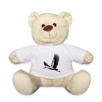 Fliegender Storch auf breiten Schwingen - Teddy - Weiß - Vorne