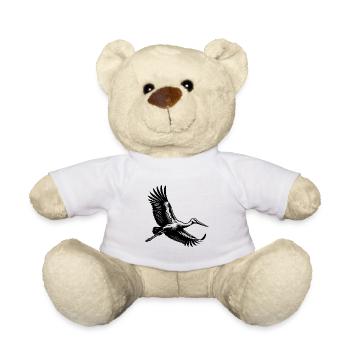 Fliegender Storch im eleganten Segelflug - Teddy - Weiß - Vorne
