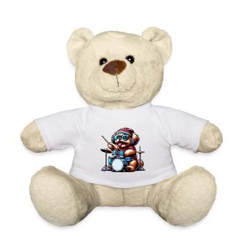 Cool Bolonka with glasses and drums - Teddy Bear - white - Front