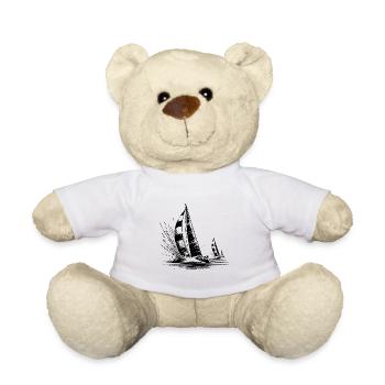 Des voiliers de régate dans le vent et les vagues - Nounours - blanc - Devant